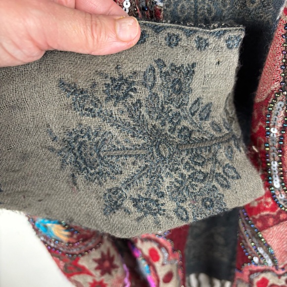 Soft Surroundings open front wool jacket/boho patchwork, embroidery - Picture 8 of 14